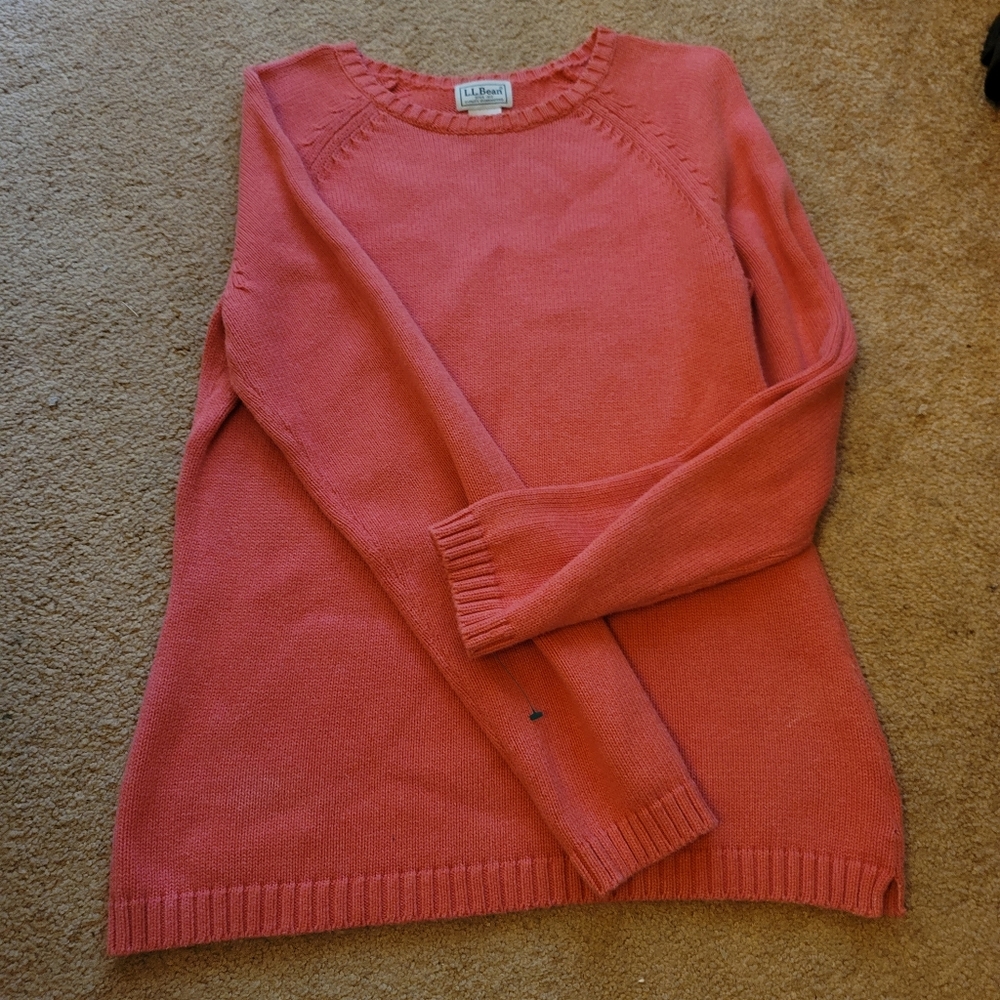 LL Bean cotton sweater size M coral